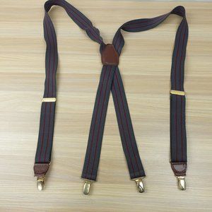 Cas Germany Suspender Mens Gray Striped Clip On X Back Braces Adjustable Stretch